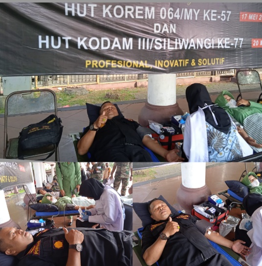 DONOR DARAH PADA HUT KOREM 064 DAN HUT KODIM 3 SILIWANGI