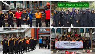 Senkom Mitra Polri Kota Tangerang Bersama Damkar Menggelar Latihan Dan Simulasi Tanggap Bencana Di Ponpes Nurul Aini